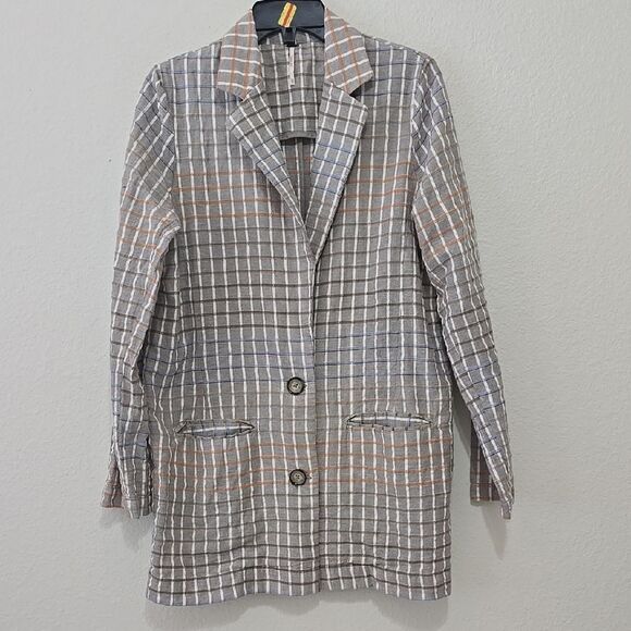 Free People Gray and Tan Blazer with Structured Design xs - Picture 1 of 7